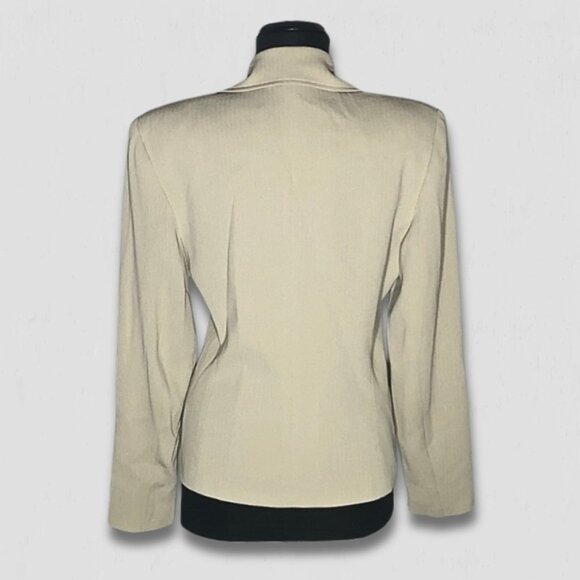 Vintage 80s Garfield & Marks Blazer Large Buttons Faux Front Pockets Beige 6 - Picture 2 of 15